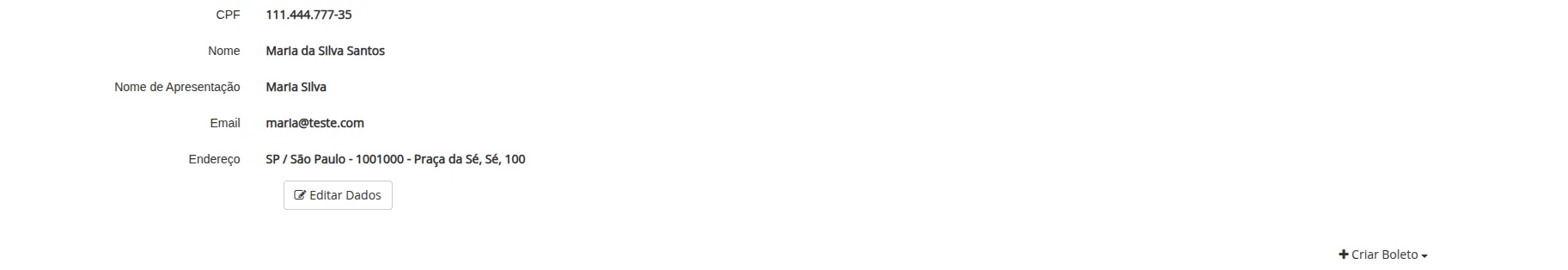 Dados de visualização do beneficiário