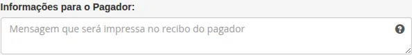Seção Informações ao Pagador expandida com campo de mensagem