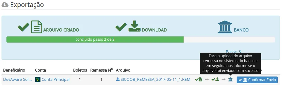 Download do arquivo de remessa realizado
