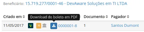 Download do boleto após registro