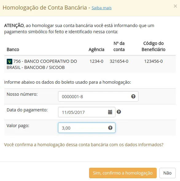 Confirmação da homologação