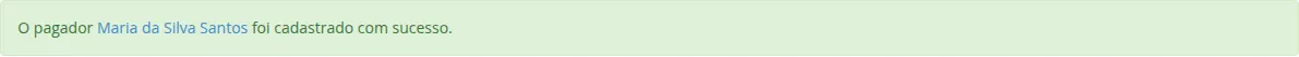 Mensagem de sucesso após cadastro