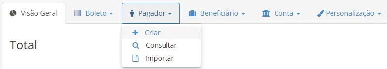 Menu Pagador > Criar
